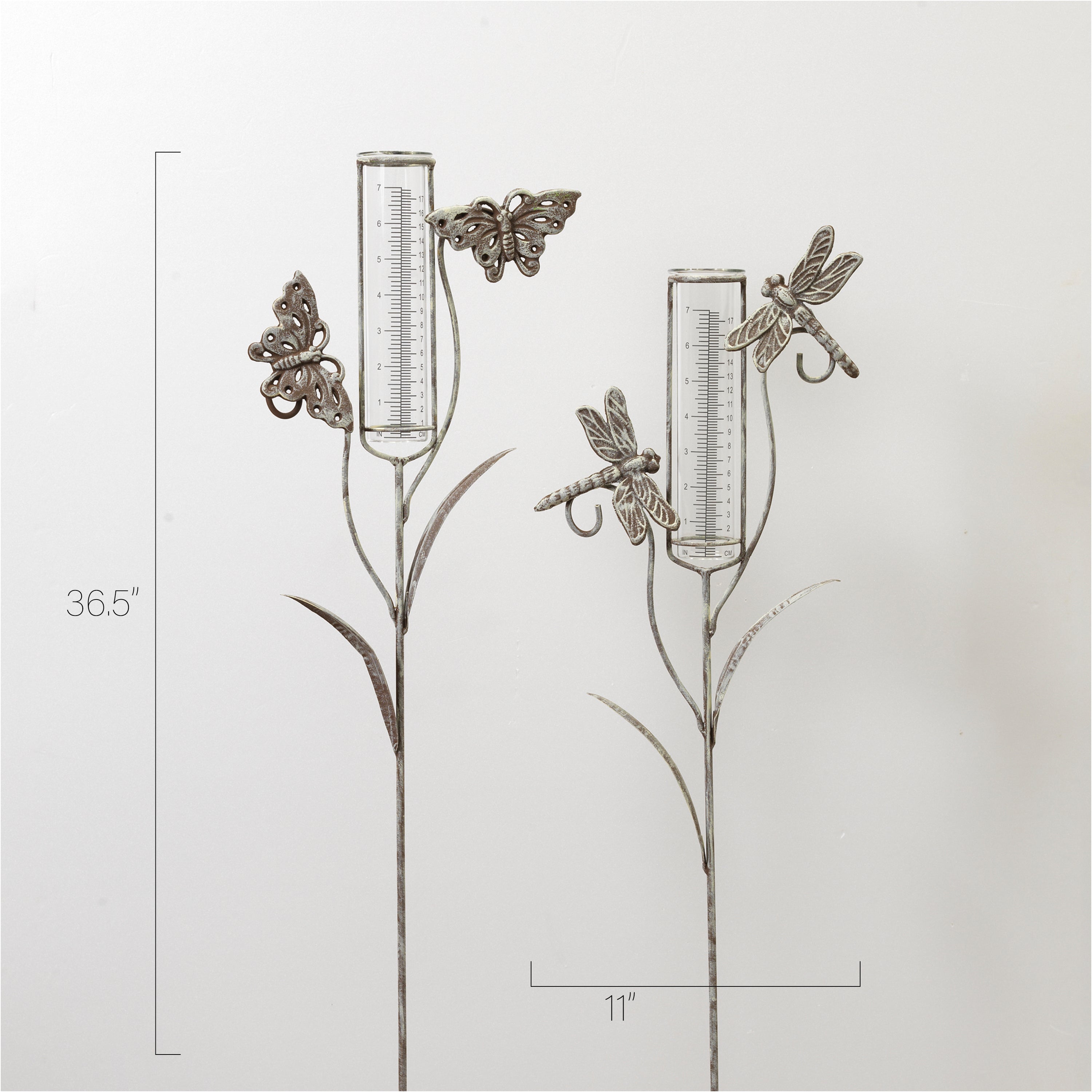 36.5 in Metal Butterfly Garden Stake Rain Gauge